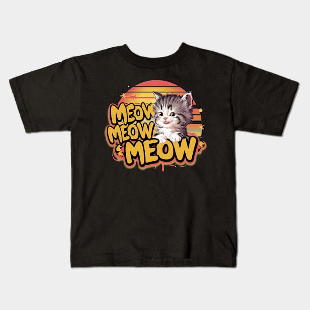 Meow Cat Kids T-Shirt by ZaxiDesign